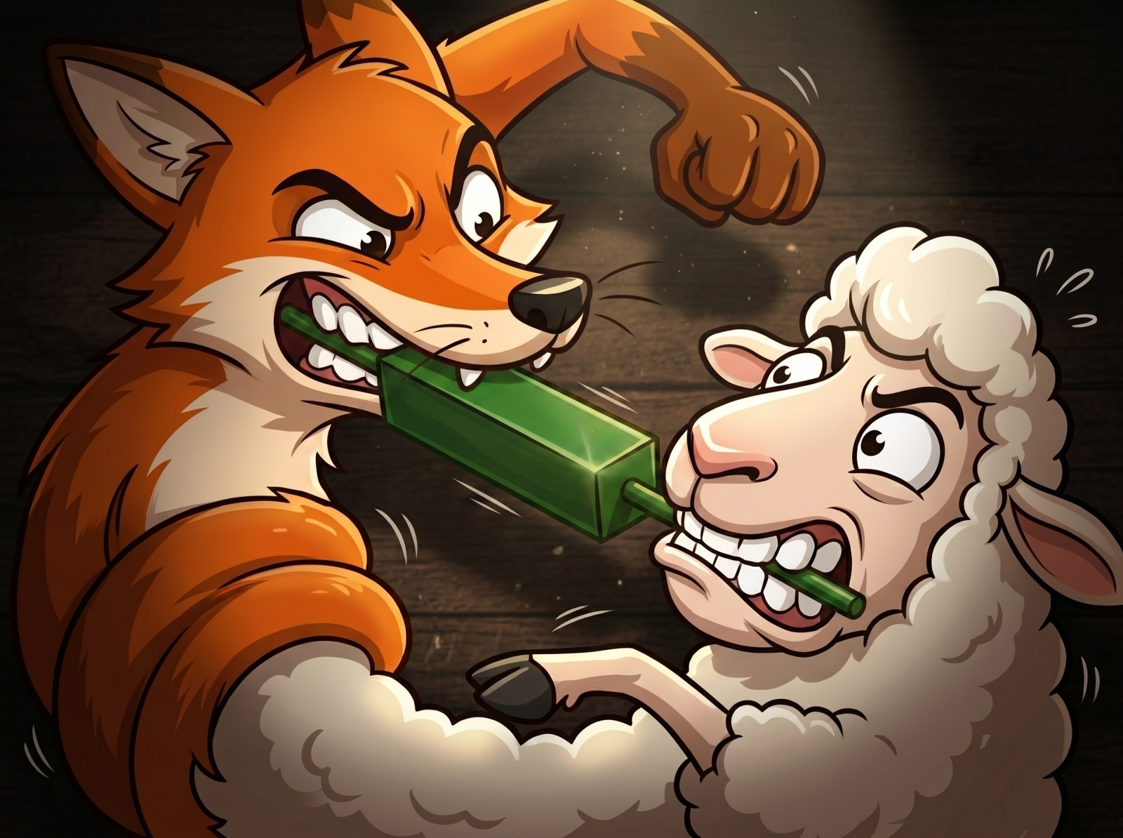Fox vs Sheep Battle Green Candle
